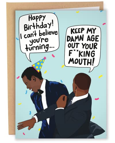 Sleazy Greetings Funny Birthday Card Meme For Him Her Men Women - Keep My Age Out Your Mouth Slap -...