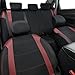 CAR-GRAND Universal Luxury Wood Grain Leather Universal Fit Full Set Car Seat Cover, Airbag Compatible,Fit for Suvs,Sedans,Vans,Trucks(Black with red)