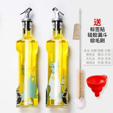 Lead-free glass seasoning gravy boats oil spray bottle for oil and vinegar soy sauce bottle dispenser wine - (Color: 2pcs bottles)