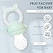 Bluet B- Baby Fruit Feeder Pacifier - BPA-Free Silicone Baby Food Feeder for Self-Feeding - Teething Relief - 4+ Months, 6 Silicone Nipples - 2 Pack Fresh Fruit Pacifier Frozen Teether - Blue & Green