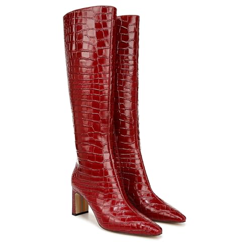 Sam Edelman Women's Sylvia Knee High Boot, Scarlet Cherry Wide Calf, 7