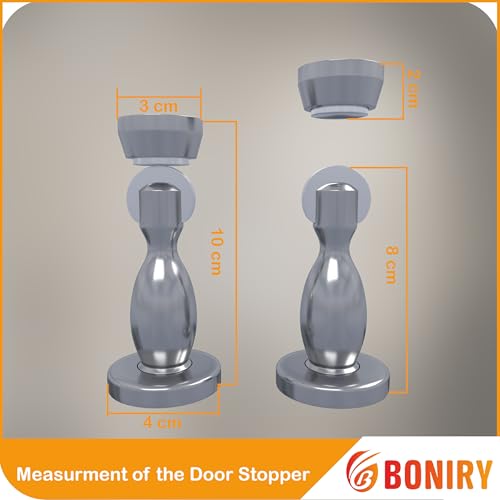 Image of Boniry Premium Magnetic Door Stopper | Durable, Stylish & Rustproof | Protects Doors | Strong Hold, Easy Installation | Perfect for Home & Office Use (4, Satin Black)