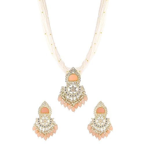 Image of Yellow Chimes Mystic Grooves Collection Jewellery Set for Women and Girls Kundan Necklace Set Gold Plated Kundan Studded Beads Beaded Necklace Set | Birthday Gift for girls and women Anniversary Gift for Wife