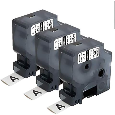 Aonomi Compatible Labels Tape Replacement for DYMO 1805443 1" Rhino Heat Shrink Tube Labels Compatible with DYMO Rhino 6000 Industrial Label Maker, Black on White, 1" x 4.9'(24mm x 1.5m),3-Pack Cover