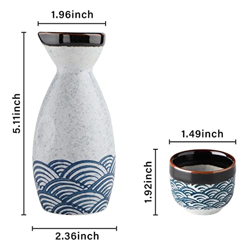 Leegg Japanese Ceramic Sake Set - 1.7L Pot, 4 White Sake Cups - Warmers (1 Pot, 4 Cups), 1 Sake Pot, 4 Sake Cups - Image 2