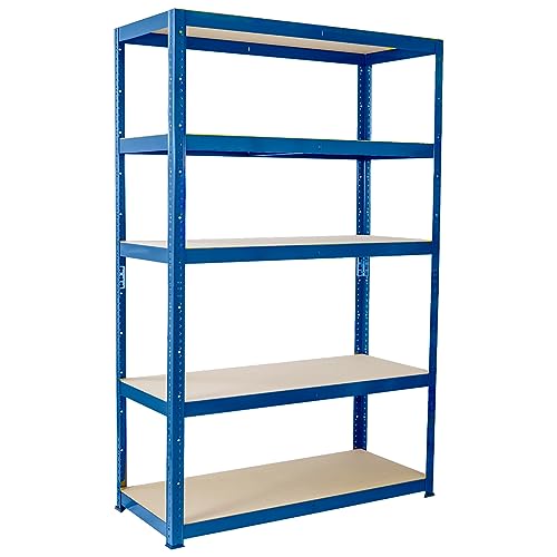 G-Rack Garage Shelving Unit: 180cm x 90cm x 30cm | Single Bay, Blue 5 Tier Unit | 175kg Load Weight Per Tier (875kg Per Rack) | for Your Garage & Elsewhere! | Shelf Unit | Van Racking