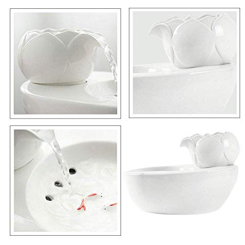 Fuente de agua para gatos cerámica portátil automática miniatura 4
