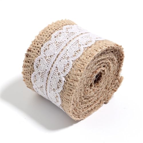 Rollo de encaje vintage cinta arpillera yute 5 yardas for manualidad for regalo DIY embalaje suministros decoración for fiesta boda(Color-06)