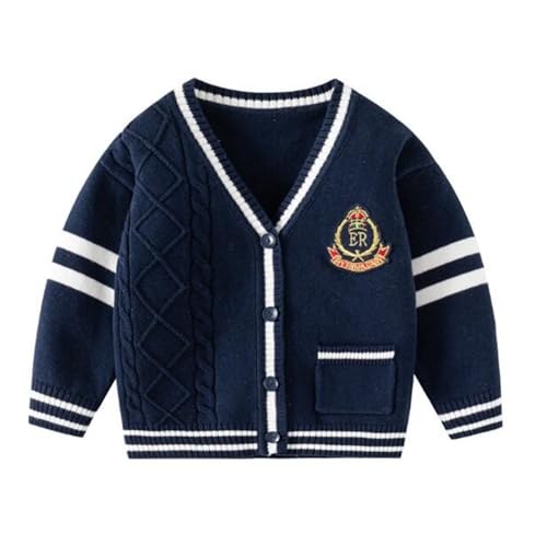 Boys Girls School Uniform Cardigan Sweater Soft Cotton V-Neck Soft Cotton Knit Outerwear