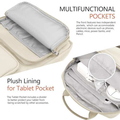 Image of 10-13 Inch Tablet Sleeve Bag, Ipad Bag for 13 In /11 in New iPad Pro M4 & 13 in Air M2 2024,iPad Pro 12.9 M2&M1,Ipad 10.9,Galaxy Tab S8+ /S9+ 12.4,with Removable Shoulder Strap (Beige)