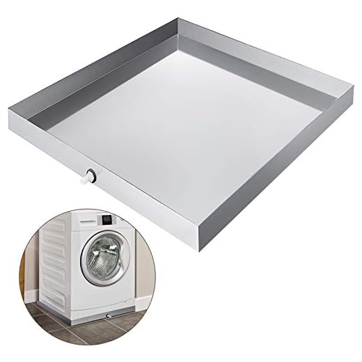 VEVOR 32 x 32 Inch Washing Machine Pan 304 Stainless Steel Heavy Duty Compact Washer Drip Tray with Drain Fitting, Silver
