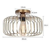 FRIDEKO HOME Deckenlampe Schwarz Modern Deckenlampe aus Metall E27-Fassung,1 Flammige Runde Lampenschirm Hängelampe für Küche Flur Wohnzimmer Schlafzimmer Esszimmer (Gold) – Ansicht 3