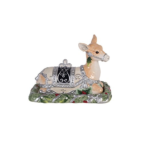 Fitz And Floyd Bristol Holiday Deer Covered Butter Dish, One Size, Blue/White #TOP1