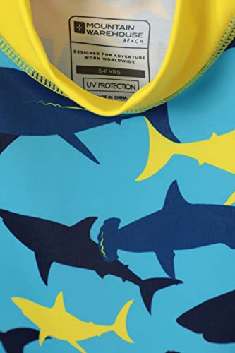 Foto von Mountain Warehouse Rashguard für Kinder - Kurzarm-Schwimmshirt für Jungen und Mädchen mit LSF 50+ UV-Schutz, schnell trocknend, Flatlock-Nähte - Schwimmen & Neoprenanzug Dunkelblau 2-3 Jahre