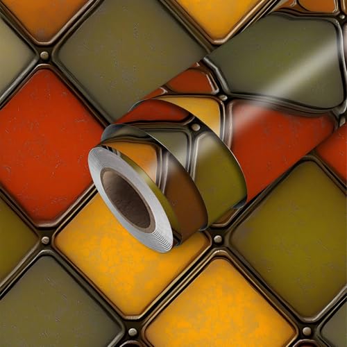 HOMETITUTE Stained Glass Wallpaper Peel and Stick Retro