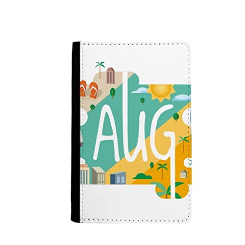 Étui portefeuille pour cartes et passeport motif Mois d'août illustré et compact