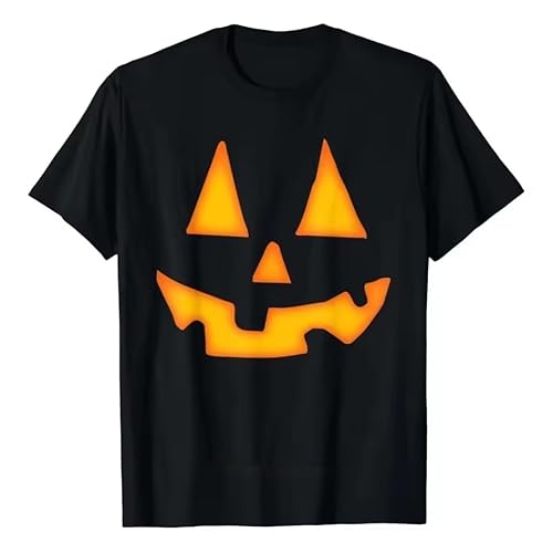 Pumpkin Halloween Shirts for Men Women Jack O Lantern Face T-Shirt Black 3XL