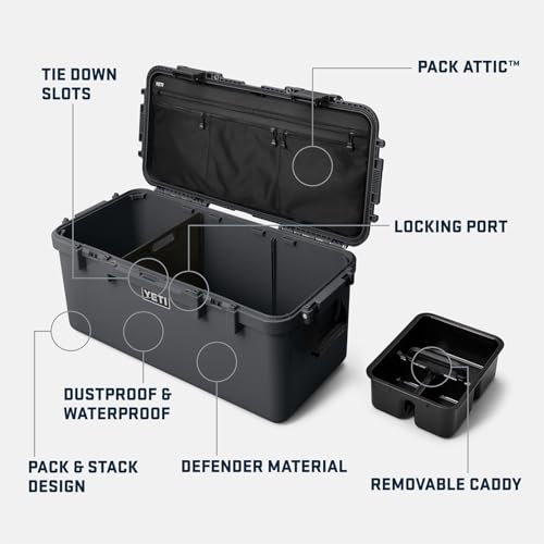 Image of YETI LoadOut 60 GoBox Divided Waterproof Cargo Case, Dry Box, Camera Case, Fishing Tackle Box, Black