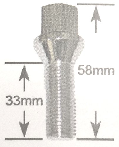 14x1.5 Acorn Cone Seat Lug Bolts Black 17mm Hex Forged (Quantity: 20 Pieces) (33MM Shank)