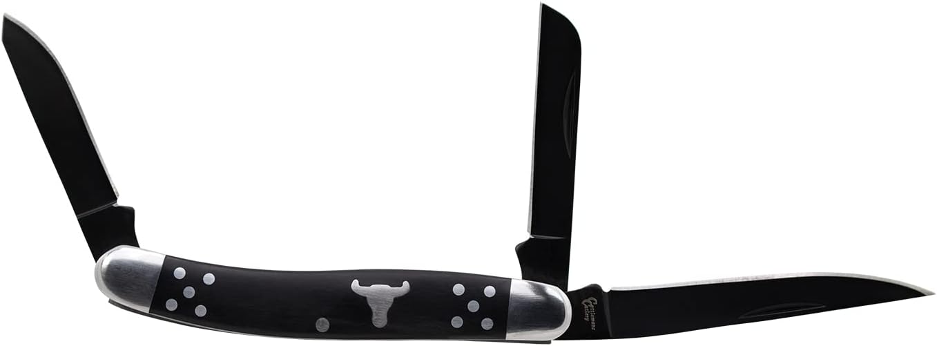 Black Angus Stockman Series Folding Pocket Knife – 3 Stainless Steel Blades in 1 Knife