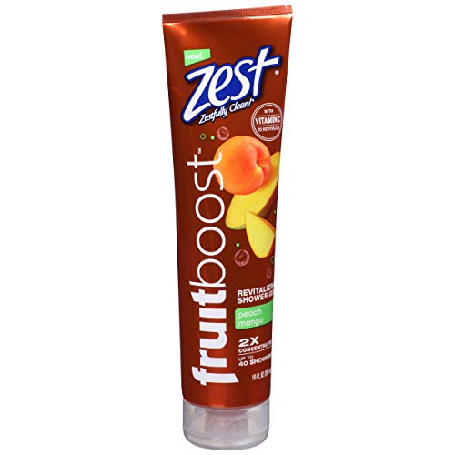 Zest Fruit Boost Revitalizing Shower Gel - Peach Mango - 2X Concentrated - Net Wt. 10 FL OZ (295 mL) Each - Pack of 2