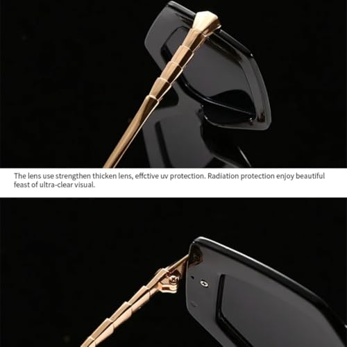 Lunettes de soleil vintage de créateur à monture large en métal géométrique - 6
