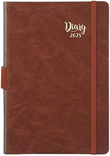 2023 Diary - 2023 Diary A5 Page a Day from January to December 2023, Leather Hardcover with Monthly Tabs & Inner Pocket, 14.3 X 21 cm - Brown