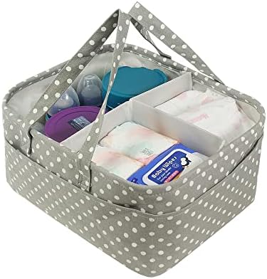 ISENSHI Baby Diaper Caddy Organizer, Large Car Travel Diaper Caddy Organizer Storage Basket for Boy Girl, Portable Holder Tote Bag for Changing Table Car Travel