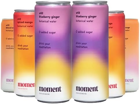 Moment Adaptogen Drink (Shark Tank) - Still Combo Variety (old). Contains L-Theanine & Ashwagandha for Focus & Stress Relief. 0 Added Sugar. 15-20 Calories. Alcohol & Caffeine Free. No Preservatives (11.5 fl oz.12-pack)