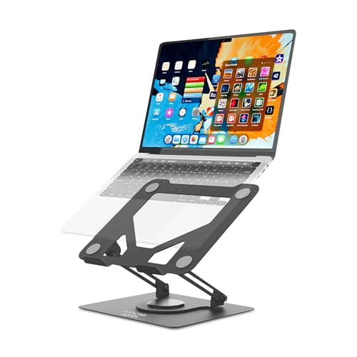 Image of iVOOMi ANTA Laptop Stand for Desk with Cooling Vent, Adjustable 360 Rotating Metal Laptop Stand, Foldable Laptop Riser for 10-19 Inch Laptops