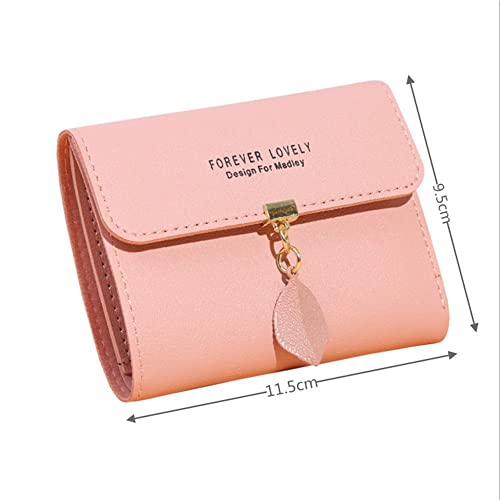 Women Wallets PU Money Bag Card Holder Multi-functional Mini Coin Purse(Pink)3