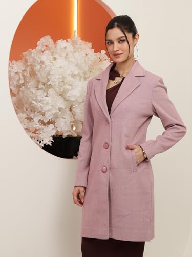 Image of CHKOKKO Women Chic Winter Coat Single Breasted | Knee Length Design with Buttoned Closure and Practical Front Side Pockets for Stylish and Comfortable Wear