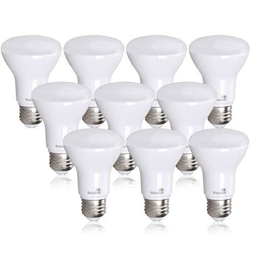 Bioluz LED BR20 LED Light Bulbs 10-Pack, 6W = 50W, 3000K Soft White Light Bulb, 540 Lumens, 90 CRI, Dimmable LED Light Bulbs, UL-Listed for Indoor/Outdoor, CEC Title 20 Compliant Flood Light by Bioluz LED - Used condition - US$23.90