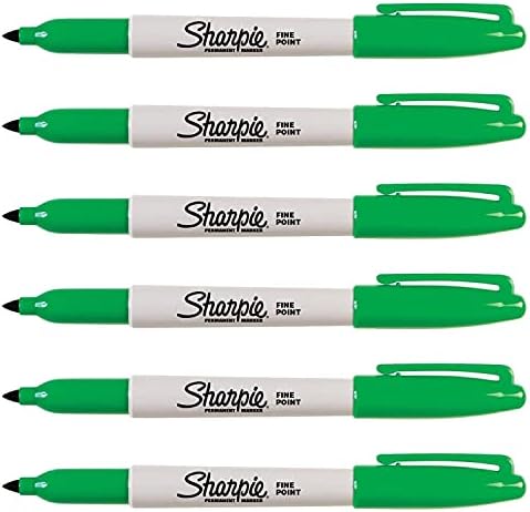 SHARPIE Pack of 6 Permanent Markers Fine Round Tip Green