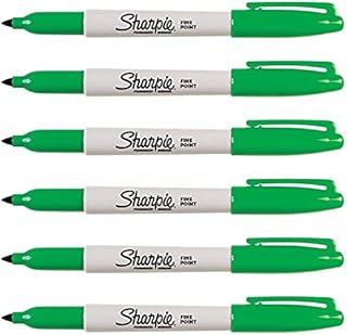 SHARPIE Pack of 6 Permanent Markers Fine Round Tip Green