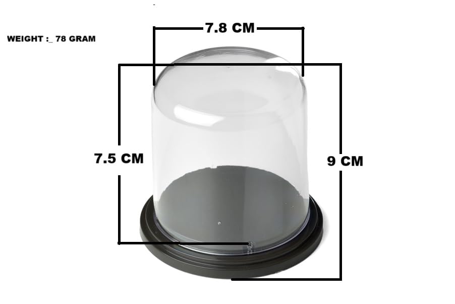 Image of Plastic Dome with Dark Brown Base, Tabletop Centerpiece Display Cloche, Clear and Unbreakable, Dome for Storage Lord s Statue, showpieces, jwellery (Big Dome (9 x 7.8 cm))