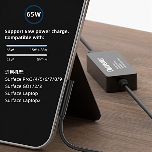 NFHK 65W DC 15V Type-C USB-C Female to Surface Pro3 Pro4 Pro5 Pro6 Pro7 Pro8 Pro9 Book Pro Charge Cable - Image 2
