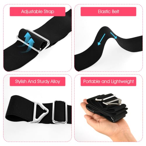 Image of 2-in-1 Luggage Straps Travel Belt for Carry On Bag, Elastic Adjustable Suitcase Straps for Backpack Attachment, Over Handle Luggage Bungee for Hands-Free Travel