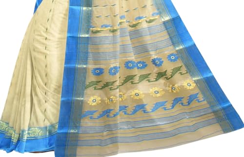 Generic sky blue banarasi silk saree in tussar silk – image 5