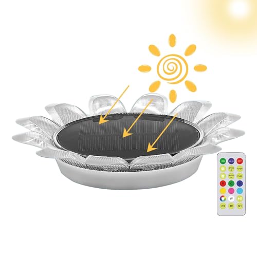 Luces solares flotantes para piscina, luces flotantes solares impermeables que cambian de color RGB para piscina, luces de bañera de hidromasaje con forma de flor para jardín y césped