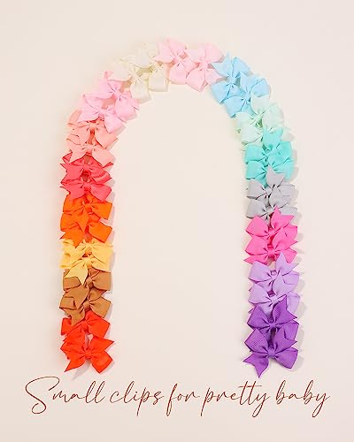 Doboi 80Pcs 2'' Baby Girls Fully Lined Grosgrain Boutique Solid Color Ribbon Mini Hair Bows Clips For Teens Infants Kids Toddlers Newborn Children Set Of 40 Pairs #TOP5