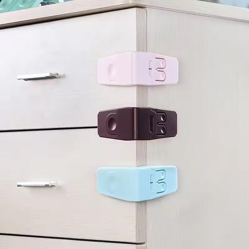 BabyGo Child Proof L Shape Lock for Drawers with Self-Adhesive Tape Baby Protection Safety Lock(Pack of 4)(Multicolor) 3