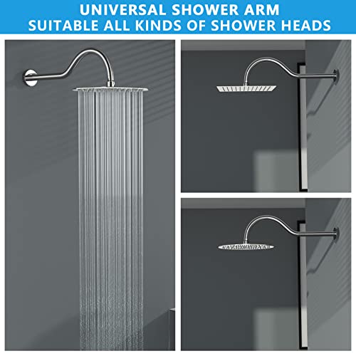 Shower Extension Arm - Lordear 17 Inch S Shape Shower Arm Gooseneck Extender Shower Arm With Flange, Stainless Steel Chrome Perfect For Rain Shower Heads #TOP2