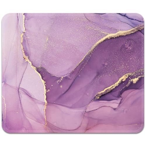 Image of FROGIGO Mouse Pad with Stitched Edges - Elegant Marble Mousepad for Women, 9.25 x 7.75 inch Washable Square Desk Pad, Non-Slip Rubber Base, Office Home Laptop Accessories - Violet Marble