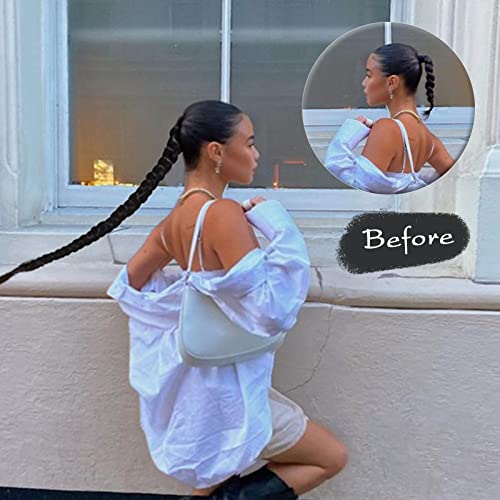 Long Braided Ponytail Extension Hh Fashion 30 Inch Straight Wrap Around Hair Extensions Ponytail With Hair Tie Natural Soft Synthetic Hairpiece For Women Girl Daily Wear Ash Blonde #TOP4