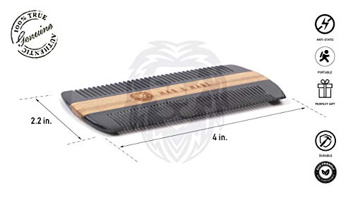 Premium Natural Ox Horn And Sandalwood Dual-Action Beard Comb With Brown Protective Case – The Perfect Beard & Mustache Grooming Companion & Gift For Men – By Man & Mane #TOP7