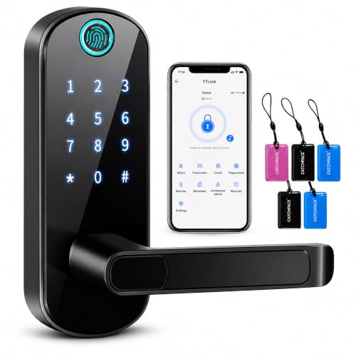 Image of Smart Lock,CATCHFACE Bluetooth Enabled Fingerprint and Touchscreen Electronic Door Lock|TTLock Door Lock|Keyless Entry Door Lock|Auto Lock|Smart Door Lock for Front Door Office Apartment Garage