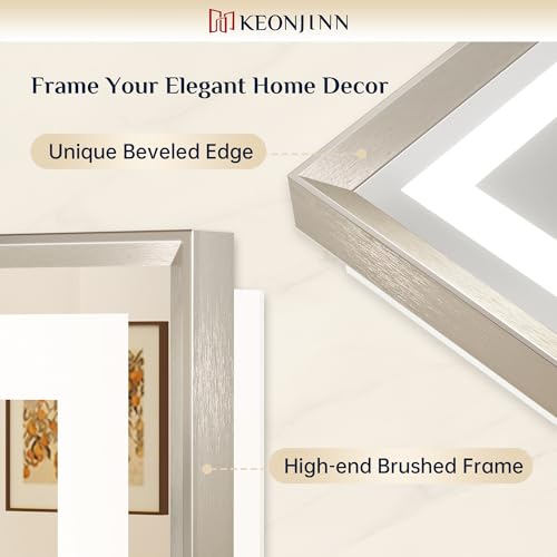 Image of Keonjinn 72x36 Inch Nickel LED Bathroom Mirror with Lights, Beveled Edge