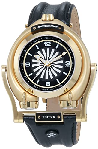 GV2 by Gevril Men's Stainless Steel Automatic Watch with Leather Strap, Black, 8.5 (Model: 3408), Gold