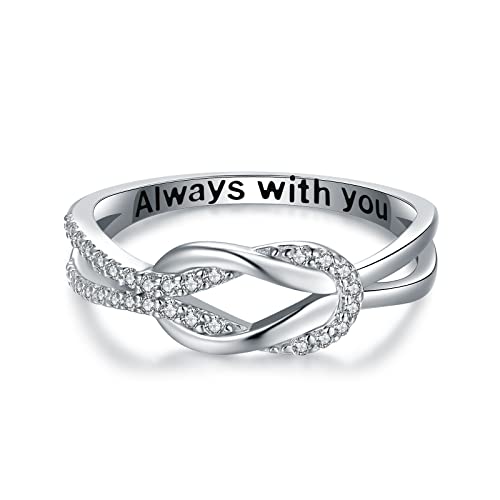 Senpotly 925 Sterling Silver Love Knot Ring for Mother and Daughter Square Knot Ring for Couple...